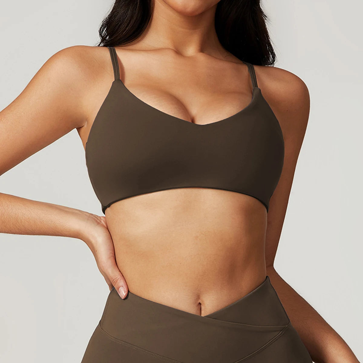 Soft Sports Bra Woman Slim Fit Double Strap Yoga Clothes Push-Up Backless Gym Wear Fitness Running Workout Top Female