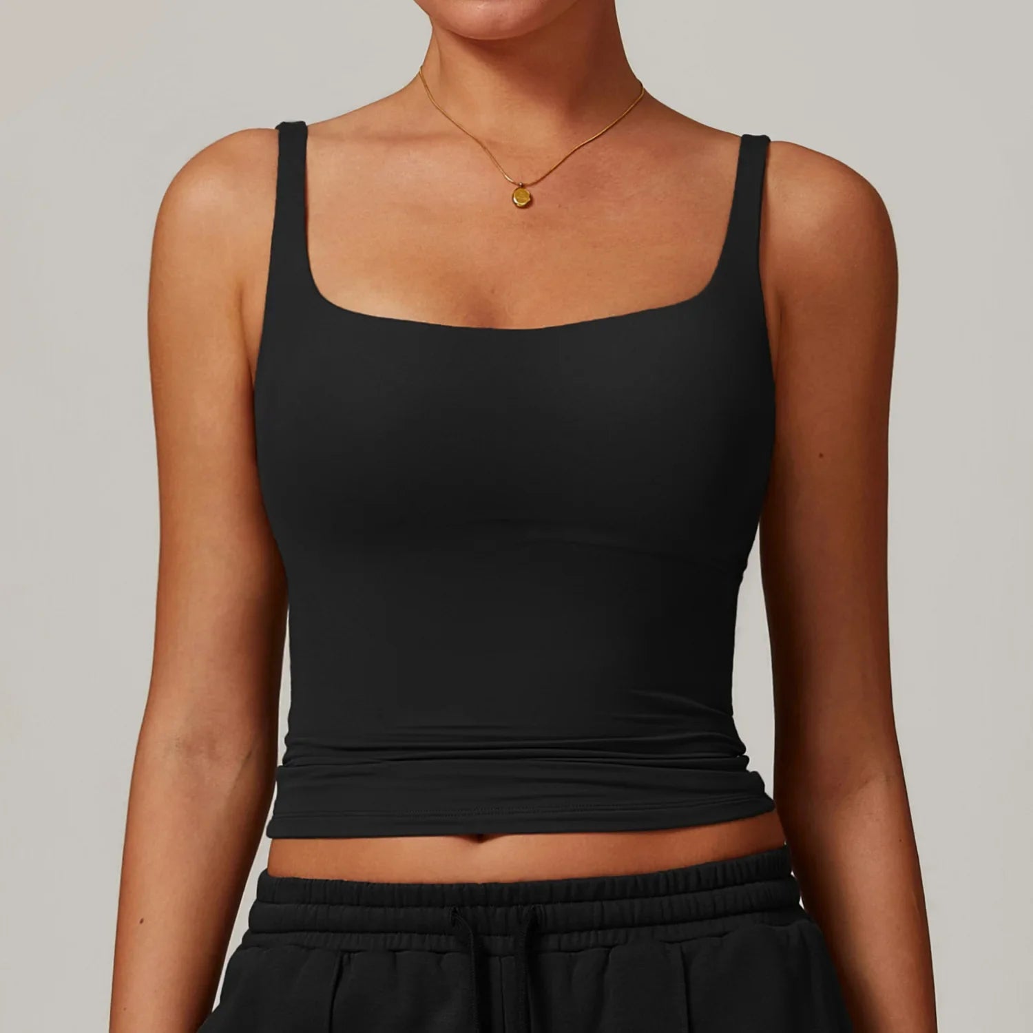 Women'S Sports Bra Square Neck Tight Yoga Tank Top Gym Running Breathable Casual Vest Female Comfort Fit Workout Top